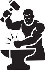 Blacksmith hammering silhouette vector illustration design