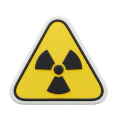 Fototapeta premium 3D cartoon plastic icon of radiation hazard warning sign, isolated on white transparent background, safety and hazard awareness use