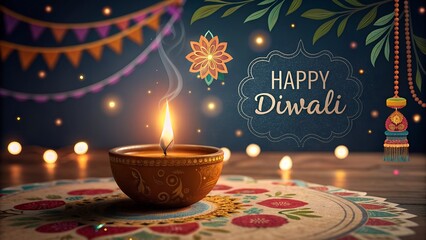 Happy Diwali colorful card, background. Vector