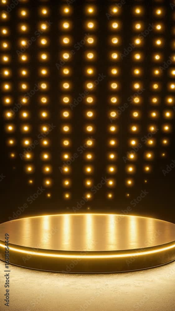 Aufkleber a circular stage with a brightly lit backdrop. the stage is illuminated with spotlights creating an 