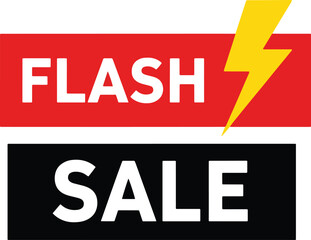 A bold promotional graphic for a Flash Sale featuring white text on red and black backgrounds with a yellow lightning bolt.