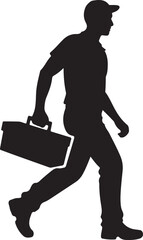Man carrying toolbox silhouette vector illustration design