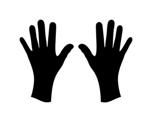 Obraz premium Two outstretched hands silhouette illustration on a plain white background