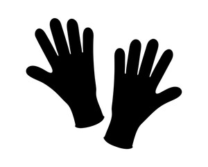 Black Silhouette of Two Gloves on a White Background Illustration Graphic