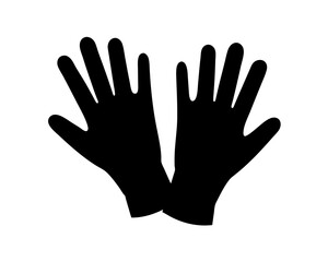 Black Gloves Silhouette on a White Background to Protect the Hands