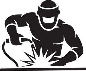 Man welding metal silhouette vector illustration design