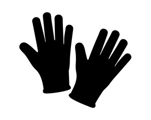 Illustration of two black gloves with fingers outstretched on a white background