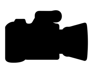 Black silhouette of a professional video camera for filmmaking and broadcasting