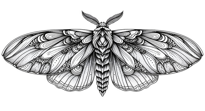 Ornate Moth: Zentangle Insect Art