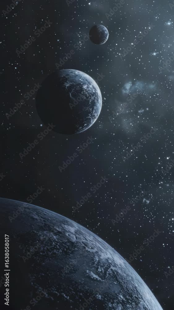 Wall mural a beautiful digital rendering of a starry night with planets and satellites in orbit.