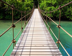 Obraz premium bamboo suspension bridge over a clear river