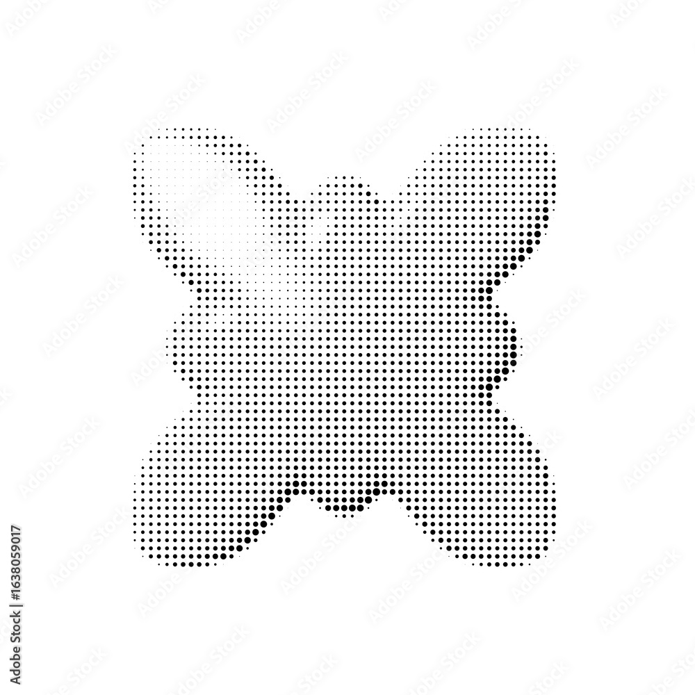 Fototapete abstract 3d blob shape with rounded petal-like edges. halftone texture, pop-art style and glossy sof