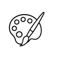 Vector art of paint palette with brush icon isolated on white background for art design