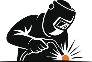 Welder working silhouette vector illustration design