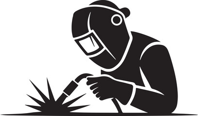 Welder working silhouette vector illustration design