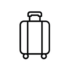 Vector art of suitcase with handle and wheels isolated on white background for travel