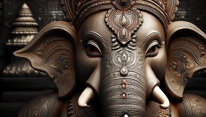 Happy Ganesh Chaturthi Beautiful Ganesha Close-Up Statue Wallpaper
