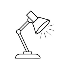 Minimalist Line Drawing of Adjustable Desk Lamp Emitting Light