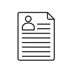 Minimalist Line Drawing of Resume Document Icon with Profile and Text Lines