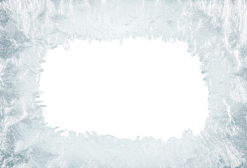 Beautiful ice frost patterns arranged as frame with out background png file.