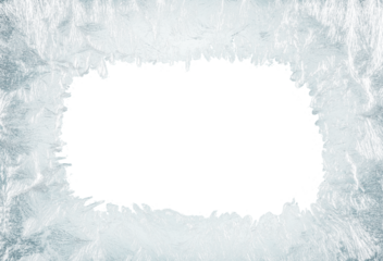 Beautiful ice frost patterns arranged as frame with out background png file.