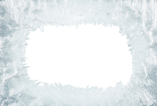 Beautiful ice frost patterns arranged as frame with out background png file.