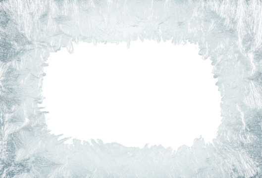 Beautiful ice frost patterns arranged as frame with out background png file.