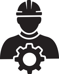Worker with gear wheel silhouette vector illustration design