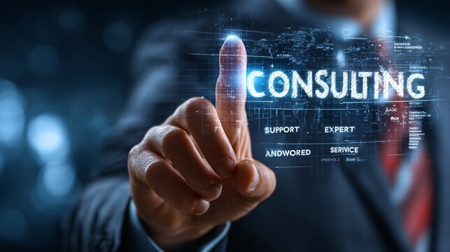 Businessperson Selecting Consulting Services Digital Technology Expert Support Global Network