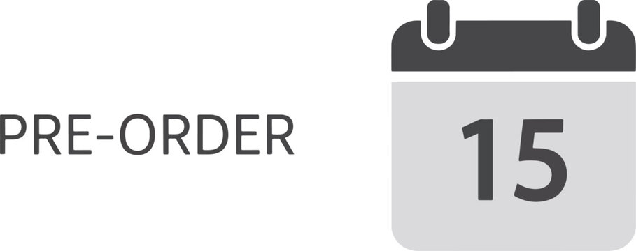 Minimalist pre-order icon with a calendar symbol indicating the 15th, representing an advance purchase or reservation date.