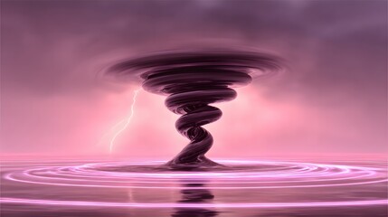 A swirling vortex of dark energy amidst a vibrant pink sky.