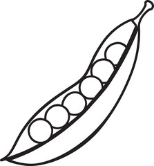 Peas in pod Flat vector icons on transparent background
