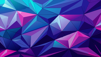 Obraz premium Vector art of detailed abstract geometric low poly pattern with vibrant blue, purple, and pink facets and gradients, showcasing a modern digital art texture with depth