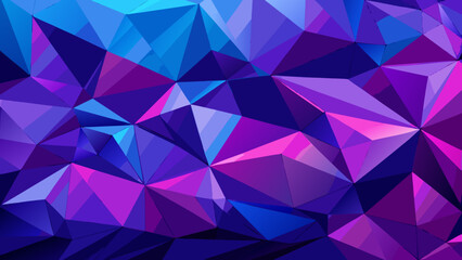 Vector art of vibrant abstract geometric pattern with faceted crystals in shades of blue, purple, and pink, creating a luxurious, sparkling, and modern background