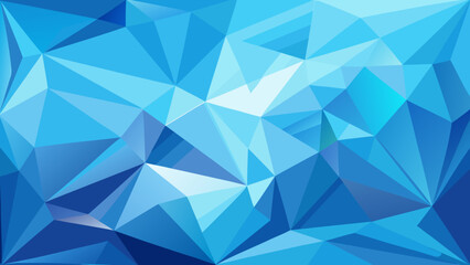 Obraz premium Vector art of abstract geometric low poly background in various shades of blue and cyan, featuring a modern faceted design with light and shadow
