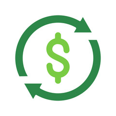 Cash Flow Icon Vector Illustration Green Version