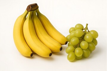 Bunch of ripe yellow bananas isolated on white background fresh healthy tropical fruit snack