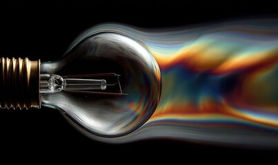Abstract lightbulb with iridescent flow