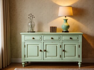 A realistic, front-on shot of a charming, American Country-style cabinet.