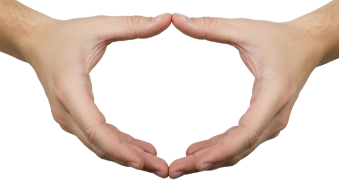 Hands forming a heart or diamond shape in support gesture isolated PNG with Transparent Background