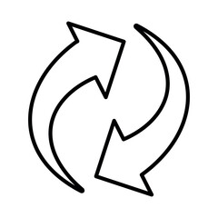 Minimalist synchronization icon with circular arrows, ideal for data update, refresh, and process flow designs.