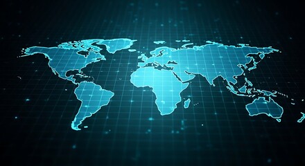 An abstract digital globe with a binary code overlay represents global communication and technology