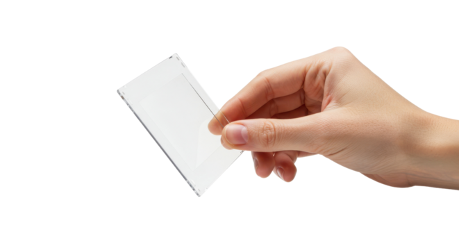 Hand holding blank business card isolated PNG with Transparent Background