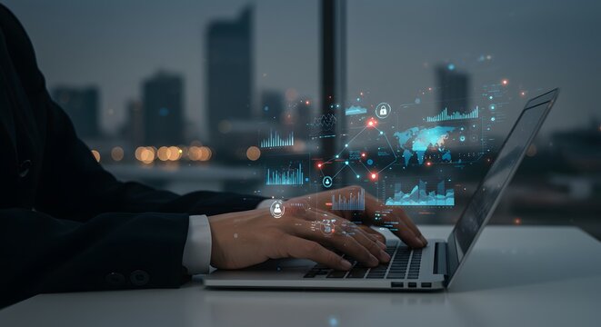 Business Analytics and Data Visualization on Laptop