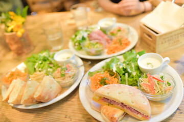 ホットサンドとサラダのプレート