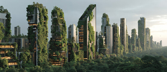 Futuristic Green Urban Skyline