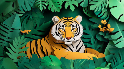 Tiger sitting in the jungle