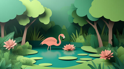 Wildlife and rainforest exotic tropical birds