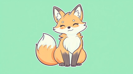 Sticker design kawaii fox