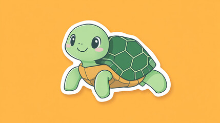 Kawaii turtle sticker showing an adorable turtle